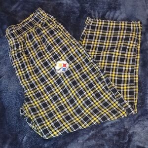 Reebok Pittsburgh Steelers NFL Team Apparel Plaid Pajama Pants - Black & Yellow